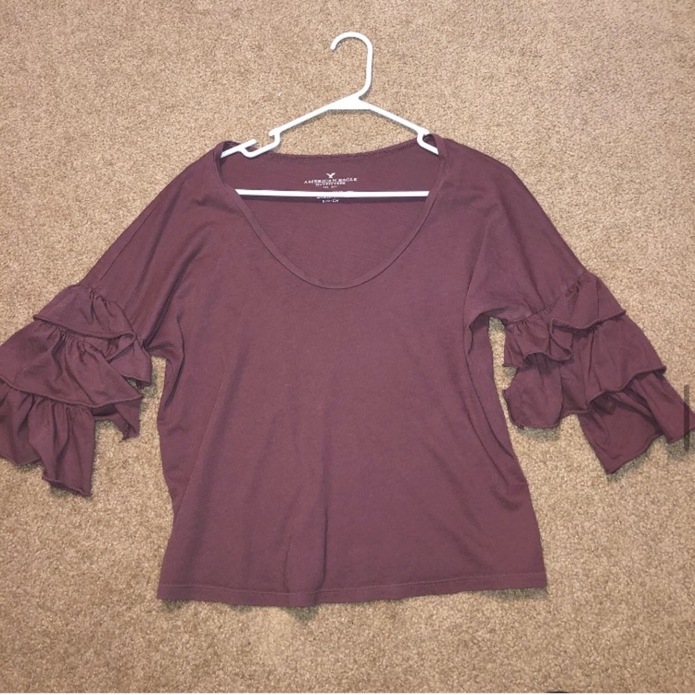 Mauve ruffle sleeve top